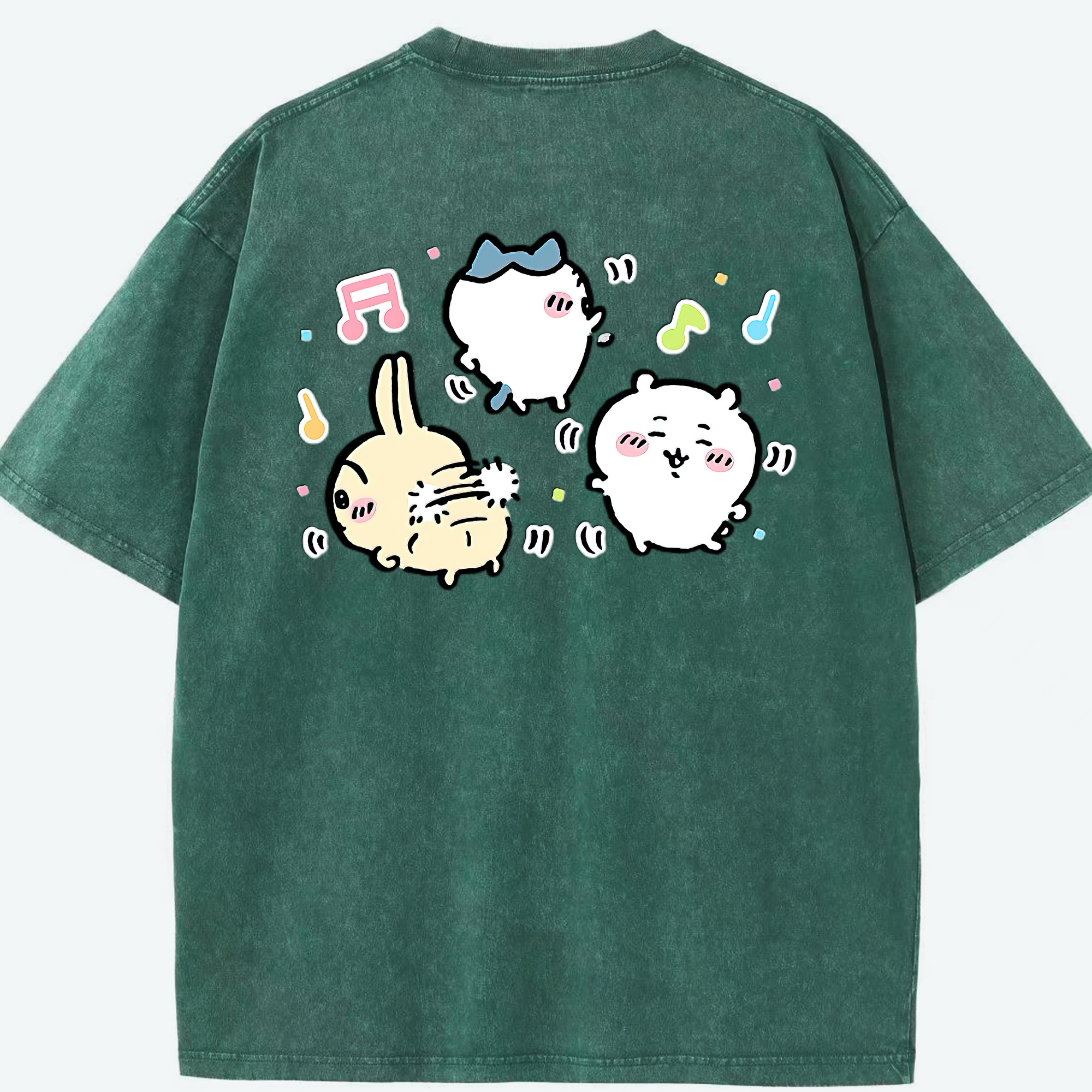 （画像用） ちいかわ うさぎ Chii-kawa usagi 綿100% ヴィンテージ風 半袖Tシャツ（背面プリント）